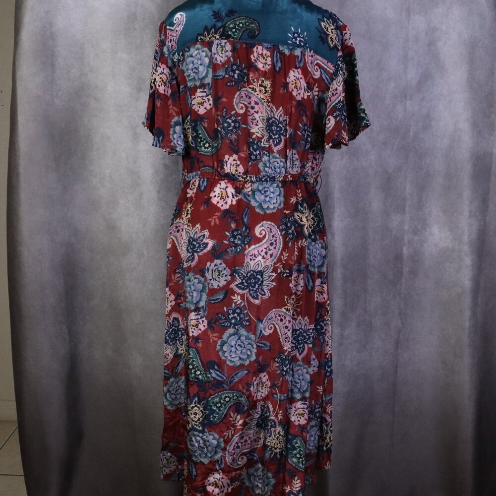 Sundance Midi Dress Womens PM Multicolor Paisley Dreams Faux Wrap Boho Colorful - Picture 2 of 9